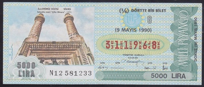 1990 9 MAYIS ÇEYREK BİLET G SERİSİ