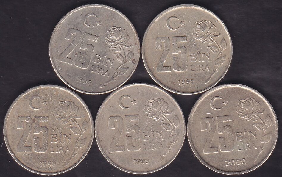 1996-97-98-99-2000 Yılı 25 Bin Lira