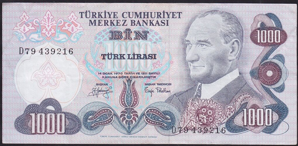 6.Emisyon 2.Tertip 1000 Lira D79 439216 Çok Temiz+