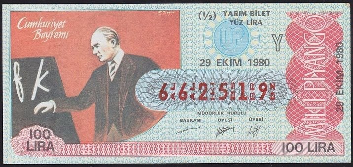 1980 29 Ekim Yarım Bilet - Y Serisi