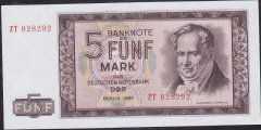 Demokratik Almanya 5 Mark 1964 Çil ZT serisi