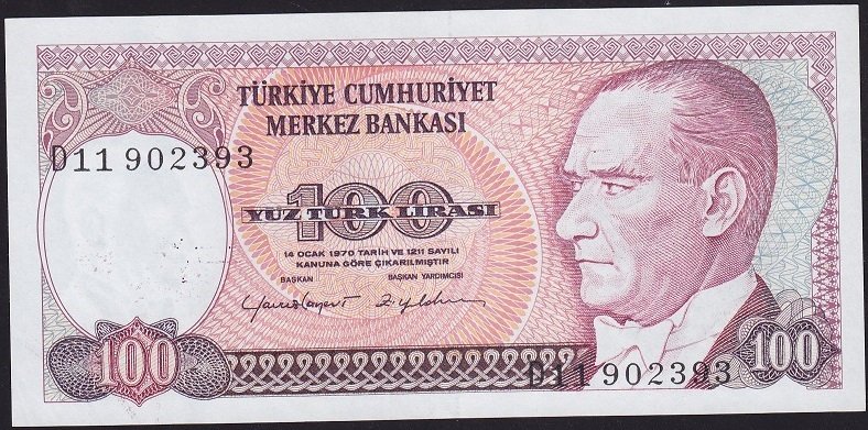 7.Emisyon 2.Tertip 100 Lira D11 902393 Çilaltı