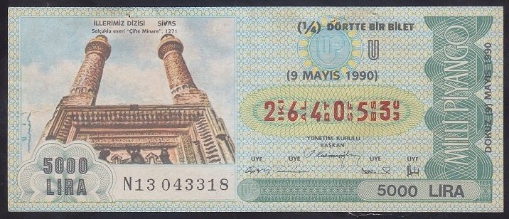 1990 9 MAYIS ÇEYREK BİLET U SERİSİ