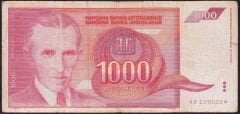 Yugoslavya 1000 Dinar 1992 Temiz