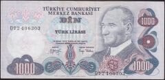 6.Emisyon 2.Tertip 1000 Lira D72 406303 Çok Temiz+