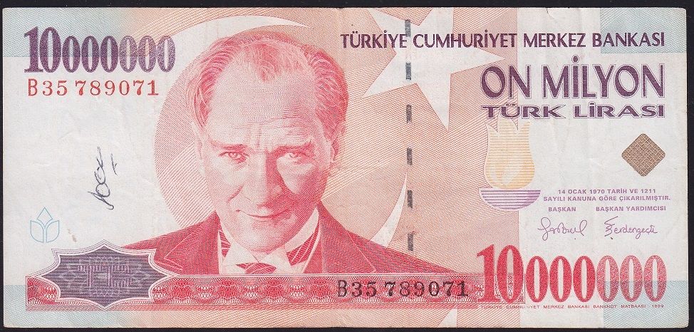 7.Emisyon 10 000 000 Lira B35 789071 Çok Temiz