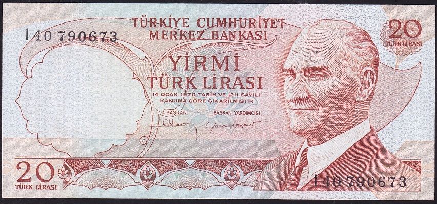 6.Emisyon 4.Tertip 20 Lira I40 790673 Çil