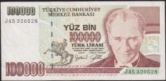 7.Emisyon 3.Tertip 100000 Lira J45 320528 Çok Temiz+