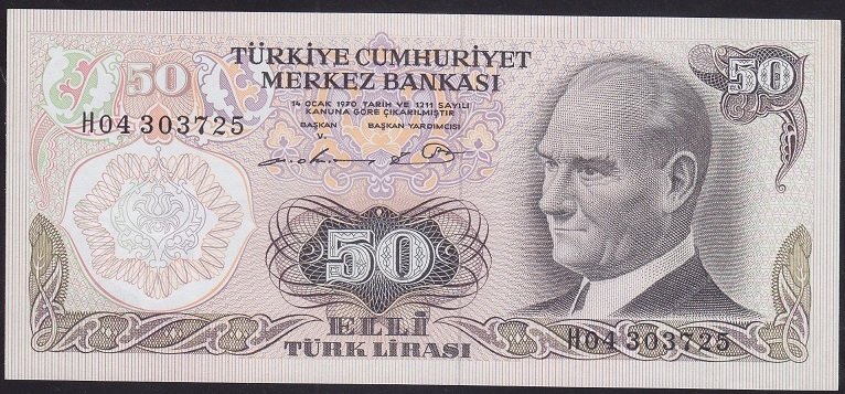 6.EMİSYON 1.TERTİP 50 LİRA H04 303725 ÇİLALTI
