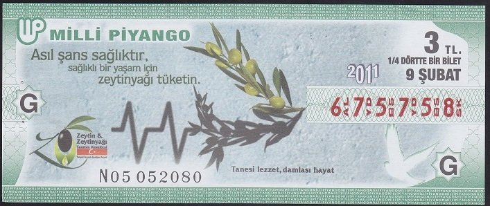 2011 9 ŞUBAT ÇEYREK BİLET G SERİSİ