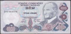 6.Emisyon 2.Tertip 1000 Lira D70 664079 Çok Temiz+