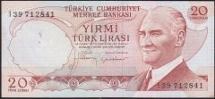 6.Emisyon 4.Tertip 20 Lira I39 712841 Çok Çok Temiz
