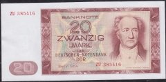 Demokratik Almanya 20 Mark 1964 Çilaltı Çil ZU serisi
