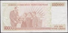 7.Emisyon 3.Tertip 100000 Lira J44 435563 Çok Temiz+