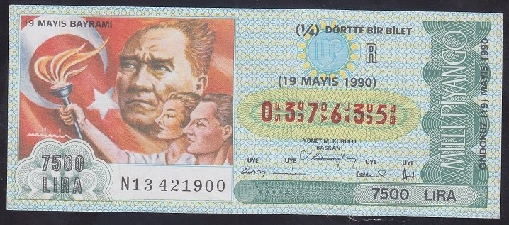 1990 19 MAYIS ÇEYREK BİLET R SERİSİ