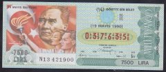 1990 19 MAYIS ÇEYREK BİLET R SERİSİ
