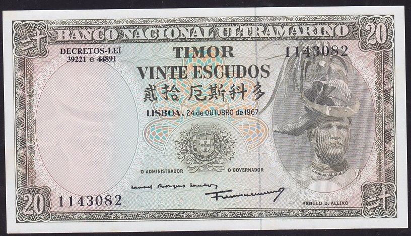 Timor 20 Escudos 1967 Çilaltı Çil Pick 26