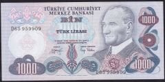 6.Emisyon 2.Tertip 1000 Lira D65 959909 Ççt Çilaltı