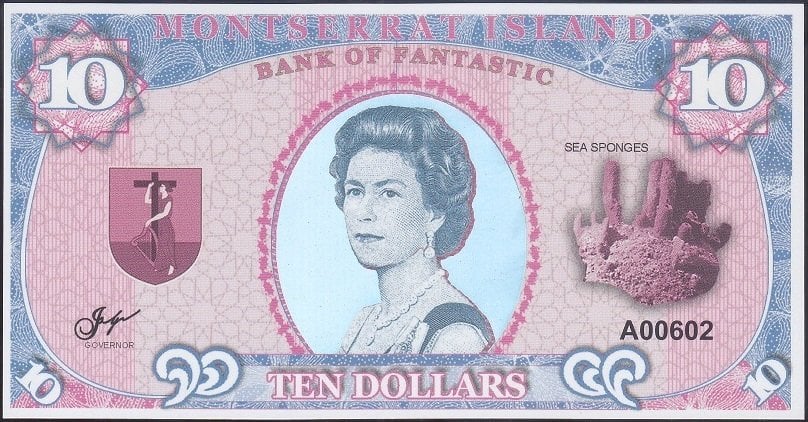 Monsterrat Island 10 Dolar Çil  Kraliçe Fantazi Para