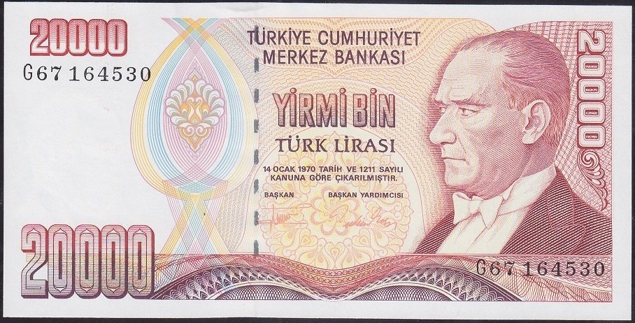 7.EMİSYON 2.TERTİP 20000 LİRA G67 164530 ÇİL