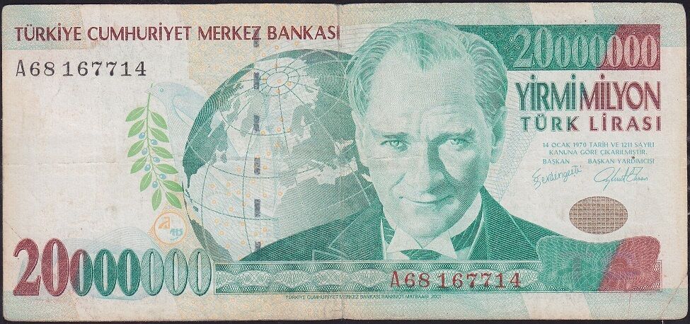 7.Emisyon 20 000 000 Lira A68 167714 Temiz