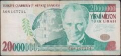 7.Emisyon 20 000 000 Lira A68 167714 Temiz