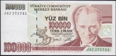 7.Emisyon 3.Tertip 100000 Lira J42 271741 Ççt Çilaltı