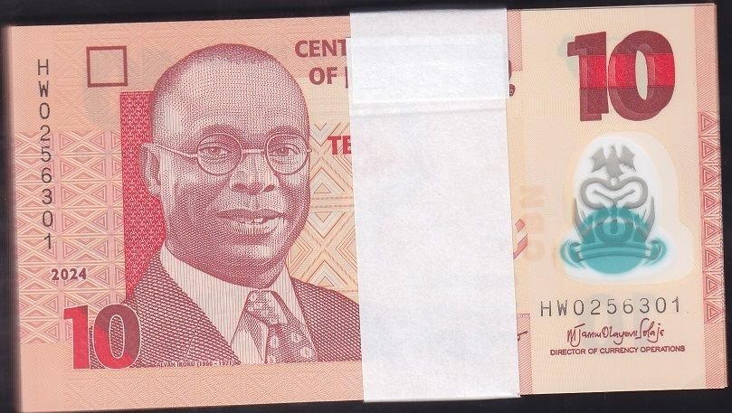Nijerya 10 Naira 2024 Deste (100 Adet) Çil Polimer