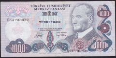 6.Emisyon 2.Tertip 1000 Lira D64 238039 Çok Temiz+
