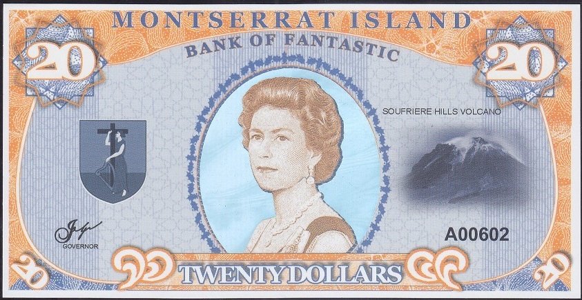 Monsterrat Island 20 Dolar Çil  Kraliçe Fantazi Para