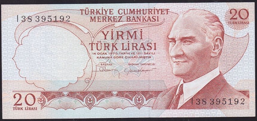 6.Emisyon 4.Tertip 20 Lira I38 395192 Çil