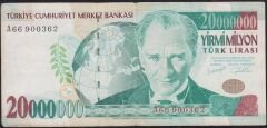 7.Emisyon 20 000 000 Lira A66 900362 Çok Temiz