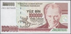 7.Emisyon 3.Tertip 100000 Lira J41 447405 Çilaltı Çil