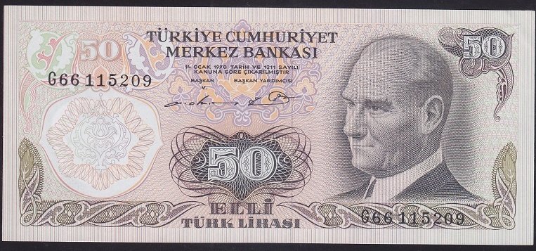 6.EMİSYON 1.TERTİP 50 LİRA G66 115209 ÇİLALTI ÇİL