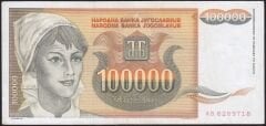 Yugoslavya 100.000 Dinar 1993 Çok Temiz+