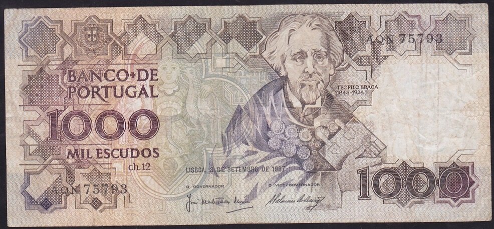 Portekiz 1000 Escudos 1987 Çok Temiz