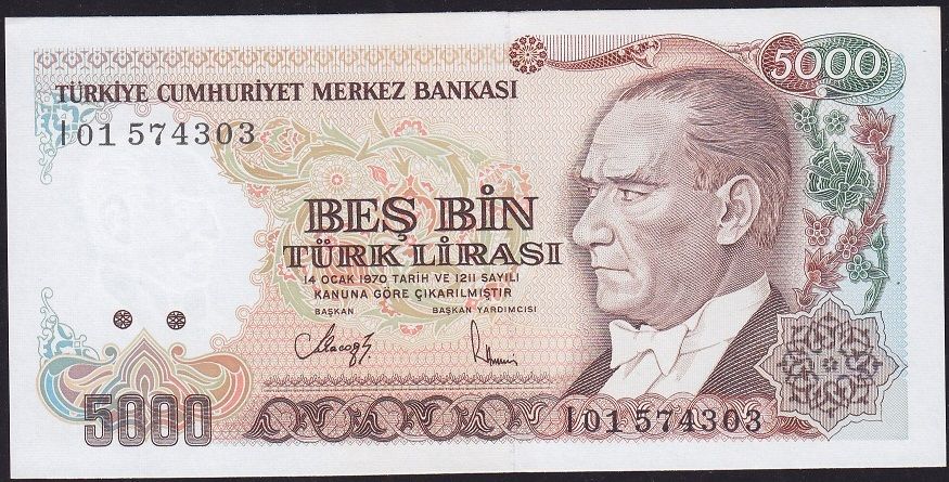7.Emisyon 4.Tertip 5000 Lira I01 574303 Çil