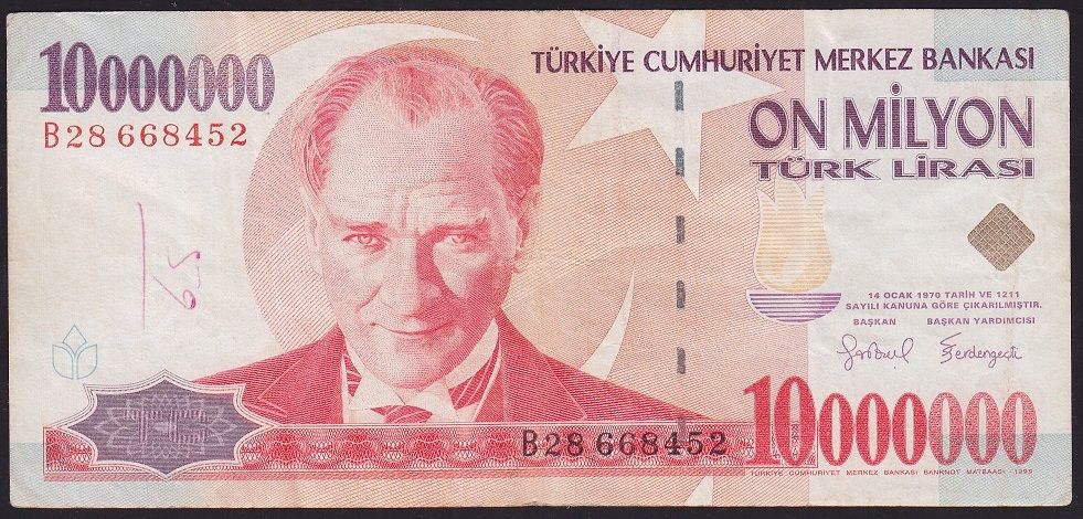 7.Emisyon 10 000 000 Lira B28 668452 Çok Temiz