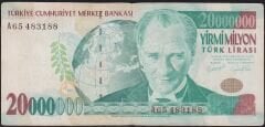 7.Emisyon 20 000 000 Lira A65 483188 Çok Temiz