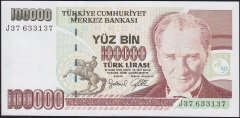 7.Emisyon 3.Tertip 100000 Lira J37 633137 Çil