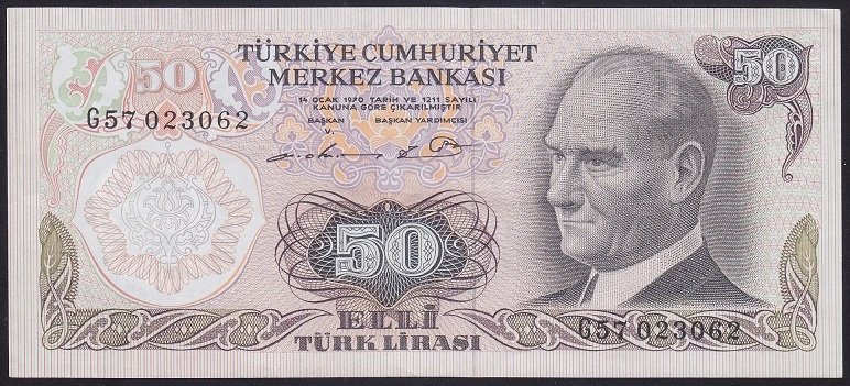 6.EMİSYON 1.TERTİP 50 LİRA G57 023062 ÇÇT ÇİLALTI