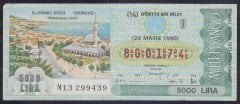 1990 29 Mayıs Çeyrek Bilet - U Serisi - Tekirdağ