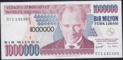 7.Emisyon 3.Tertip 1 000 000 Lira O71 141395 Çok Temiz +