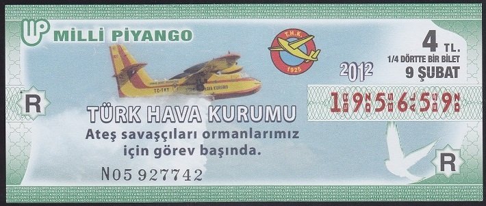 2012 9 Şubat Çeyrek Bilet - R Serisi