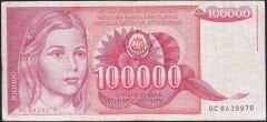 Yugoslavya 100.000 Dinar 1989 Çok Temiz