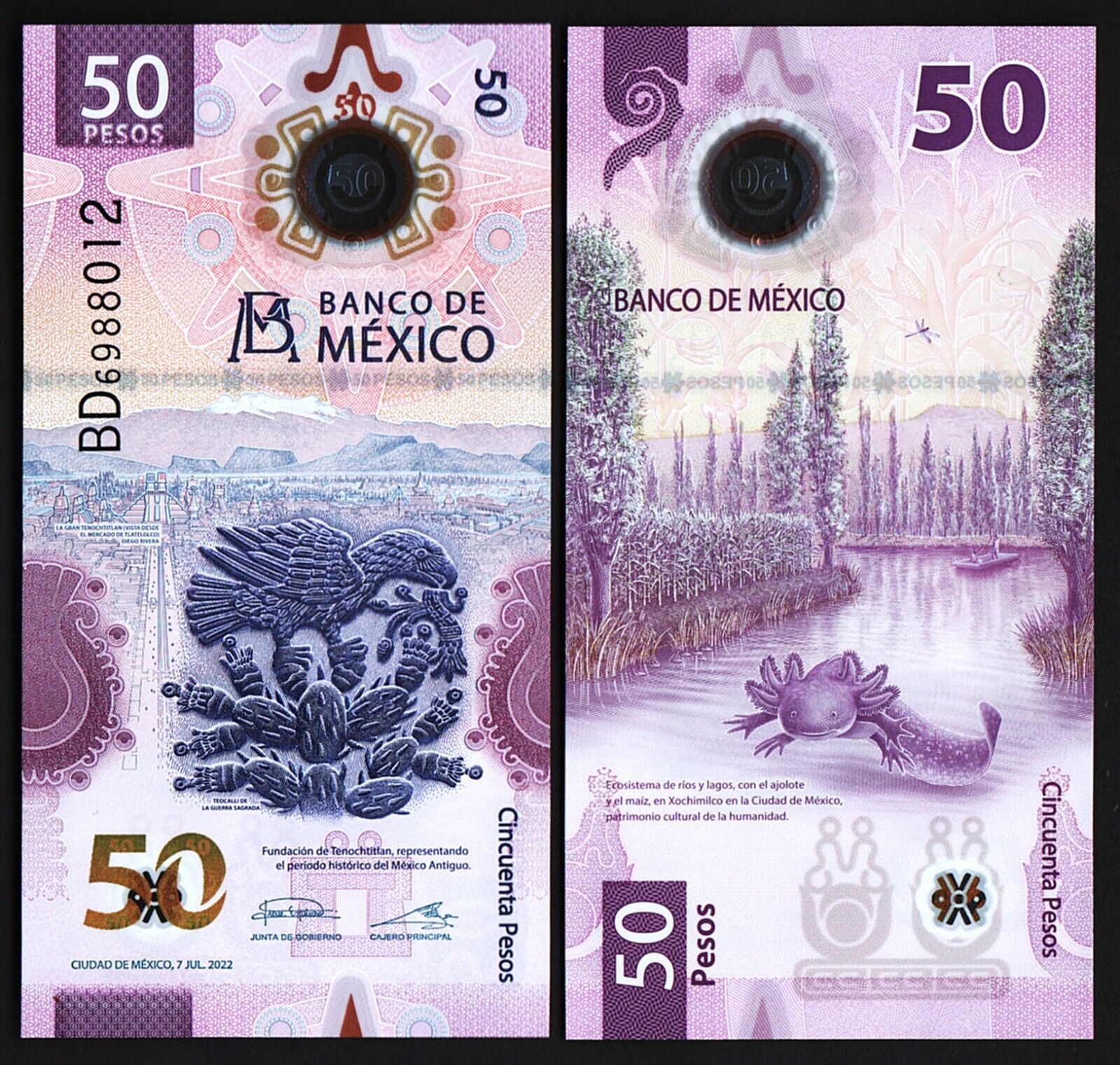 Meksika 50 Pesos 2022 Çil Polimer