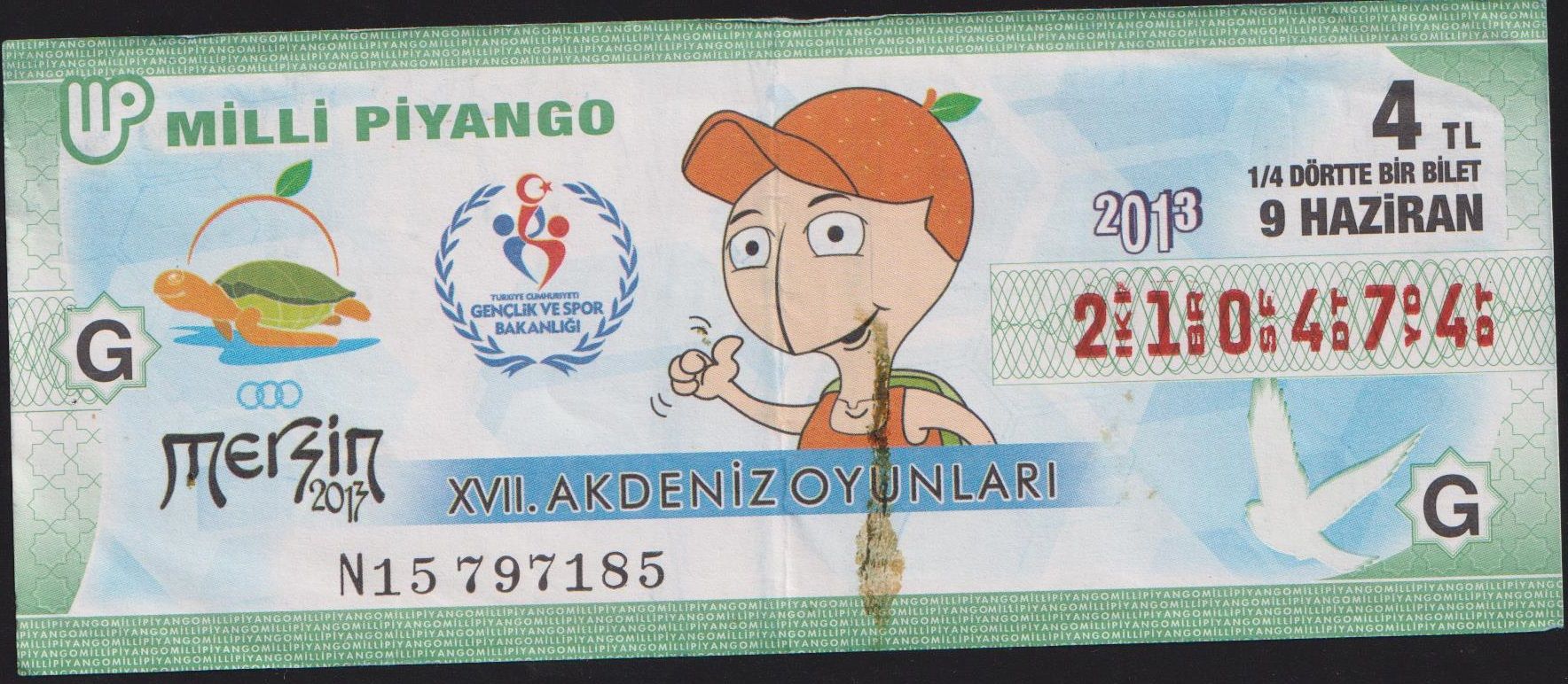 2013 9 Haziran Çeyrek Bilet - G Serisi
