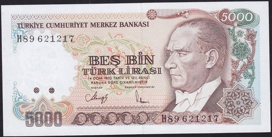 7.Emisyon 4.Tertip 5000 Lira H89 621217 Çilaltı Çil