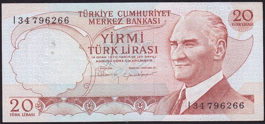6.Emisyon 4.Tertip 20 Lira I34 796266 Çok Temiz+