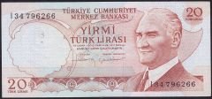 6.Emisyon 4.Tertip 20 Lira I34 796266 Çok Temiz+